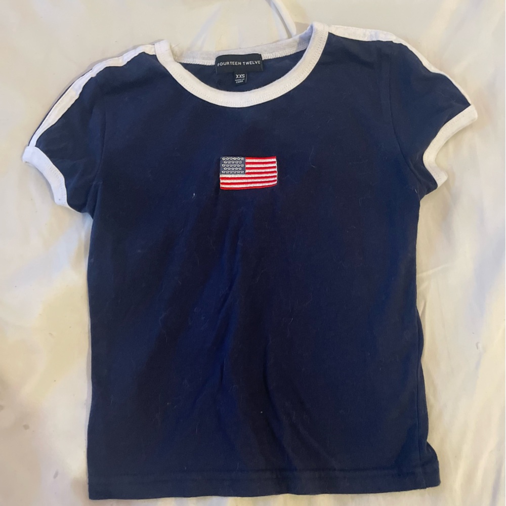 Like new Fourteen Twelve cropped top with flag!